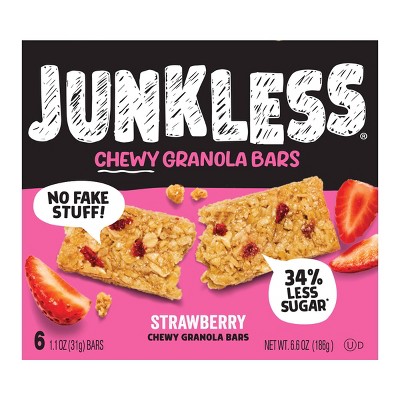 JUNKLESS Strawberry Chewy Granola Bars - 6.6oz/6ct