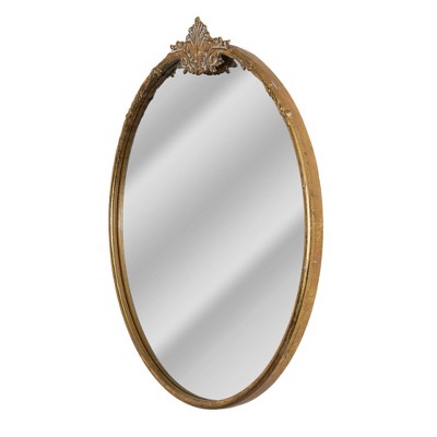 23"x23" Antique Round Ornate Metal Accent Wall Mirror Brass - Head West: Luxurious, No Assembly Required