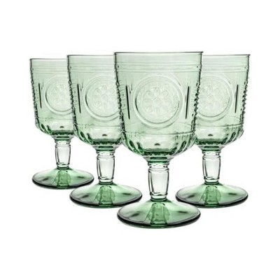 Bormioli Rocco Romantic Stemware Drinking Glass, 4-Piece, 10.75 oz, Pastel Green