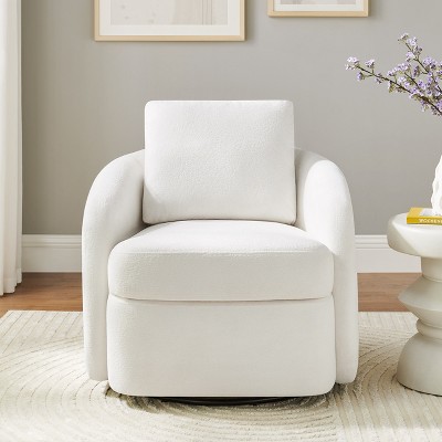 VANOMi 28.7" Modern Swivel Barrel Accent Chair with Removable Back Cushion