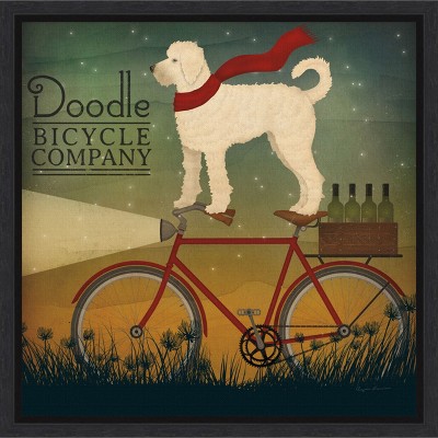 Amanti Art White Doodle on Bike Summer by Ryan Fowler Framed Canvas Wall Art