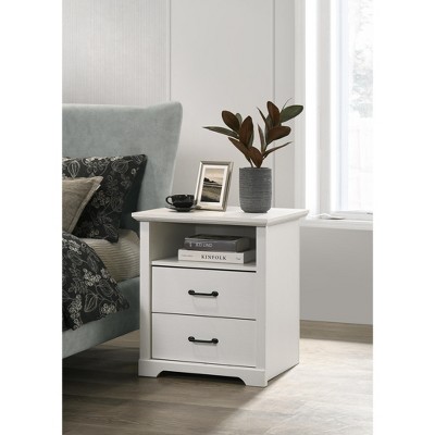 Gulches 2 Drawer Nightstand with Open Top Shelf, USB-A and USB-C Ports, Black Metal Handles 35LBS Top Capacity