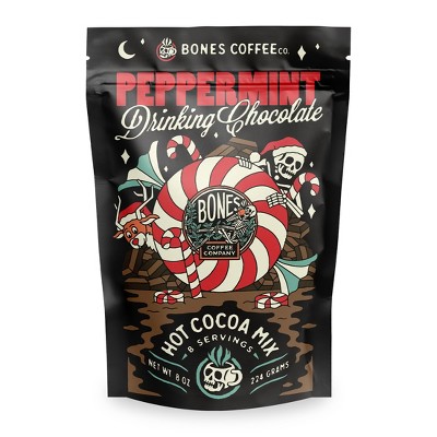 Bones Coffee Company Hot Chocolate Mix – Dairy Free Hot Cocoa with Natural Cane Sugar & Cacao Powder Drinking Chocolate Peppermint Flavor
