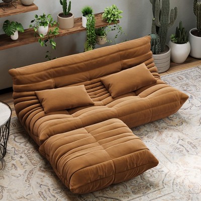 Jojoka Bean Bag Sofa Set of 2, Memory Foam Filled Bean Bag Chairs for Adults, Living Room Gaming Lounge Sofa