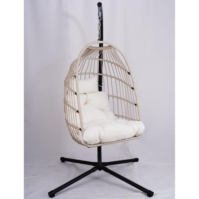 CAVINAS 350lbs Egg Swing Chair with Stand Indoor&Outdoor,Patio Wicker Hanging Chair,Hammock Chair for Balcony&Garden