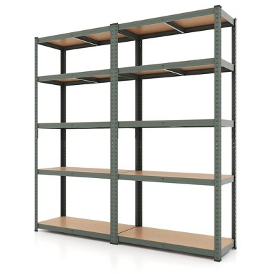 Costway 2 PCS 5 Tier Adjustable Garage Shelving Unit with 2000 lbs Max Load for Warehouse Black/Grey/Blue/Silver