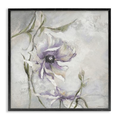 Stupell Industries Grey & Purple Flower Black Framed Giclee Art