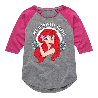 Girls' - Disney - Ariel Shirt Tail Raglan Graphic T-shirt