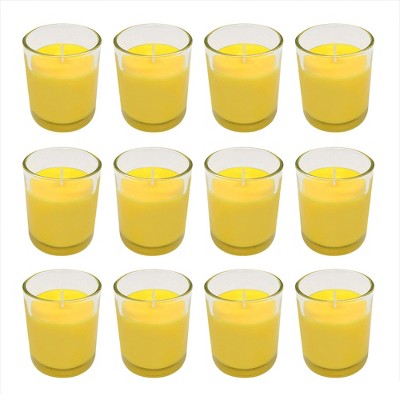 LumaBase Citronella Votive Candles in Clear Glass Holders - Set of 12