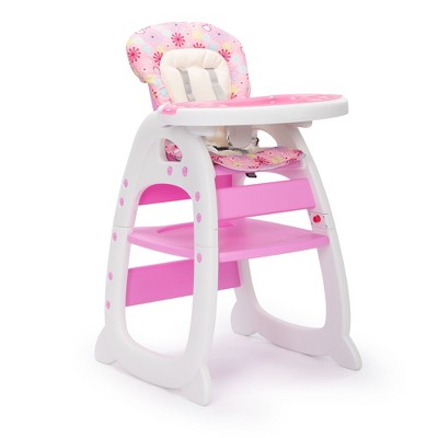 INFURNIC Dining Chairs Adjustable Highchair, Kid Dining Chair For Baby Toddler Dinning Table With Feeding Tray, Safety Buckle, Pink, 31.5"*25"*41.5"
