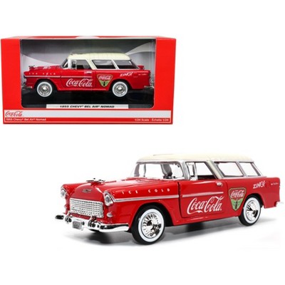 1955 Chevrolet Bel Air Nomad Red with White Top "Coca-Cola" 1/24 Diecast Model Car by Motor City Classics