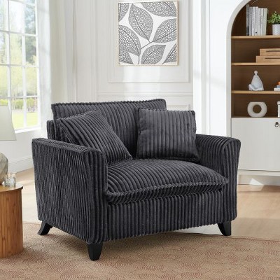 Kumasinova Retro Tufted Corduroy Single Sofa Chair – Ergonomic Back Support, Plush Cushions, Easy Assembly, Accent Armchair for Living Room