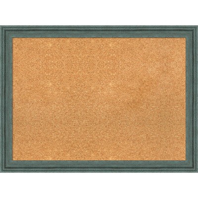 Amanti Art 31"x23" Upcycled Wood Frame Natural Cork Board Teal/Gray : Wall Mounted, Large, Office Bulletin Board