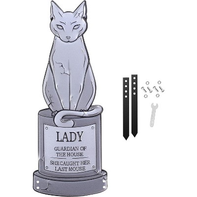 3D Halloween Metal Tombstone -Lady-(Large 17" w Stakes) Durable, Weather Rust Proof, UV Printed-Upgrade Your Halloween House Party Cemetery Lawn Decor