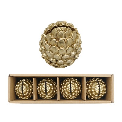 Transpac Resin Acorn Card Holder Set of 4 in Kraft Box Fall Harvest Tree Ornaments Multicolor Indoor Decoration Gift