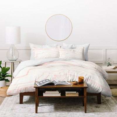 Deny Designs Rebecca Allen Blush Marble Duvet Cover Pink