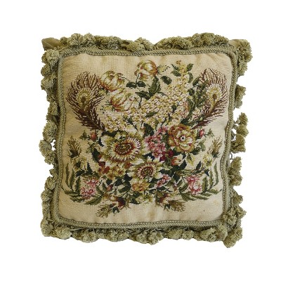 C&F Home Feathers & Flowers Petit Point Accent Pillow, 16" x 16"