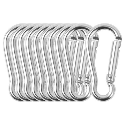 Unique Bargains Aluminum Hiking D-Ring Keychain Carabiner Hook Silver Tone 1.57" x 0.8" x 0.15" 10 Pcs