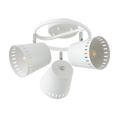 Modern 3-Light White Ceiling Spotlight, Adjustable Metal Shade Flush Mount Fixture for Living Room Bedroom Kitchen