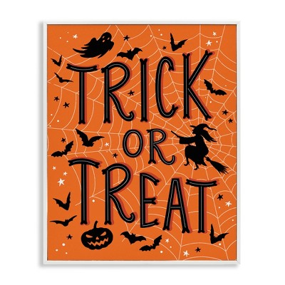 Stupell Industries Trick Or Treat Spider Web Framed Giclee Art