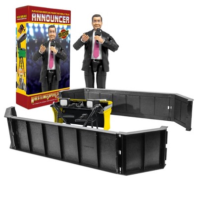 Talking Wrestling Ring Announcer's Barricade Accessory Set for WWE & AEW Wrestling Action Figures