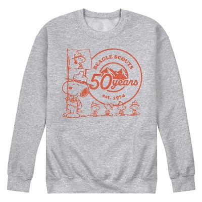 Men's - Peanuts - Snoopy Beagle Scouts 50 Years Flag Graphic Fleece Sweatshirt