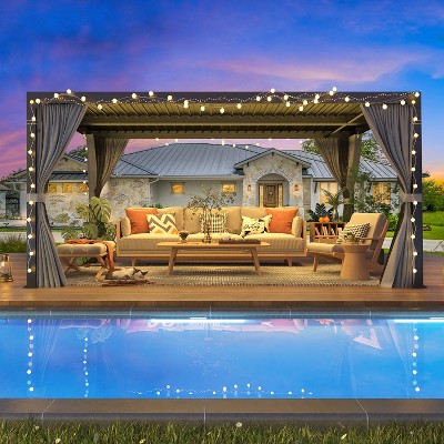 Erommy Outdoor Louvered Aluminum Pergola,Gray