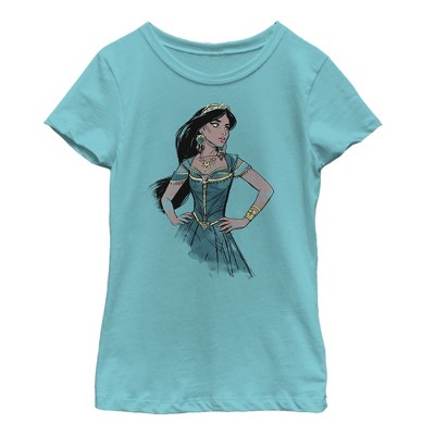Girl's Aladdin Jasmine Sketch Profile T-Shirt