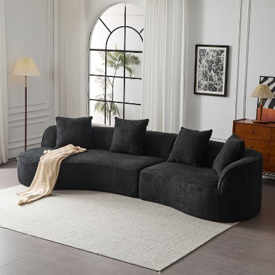 Christopher Knight Home Hailey 126“ Modern Boucle Upholstered 5 Seater Curved Sectional Sofa with Pillows