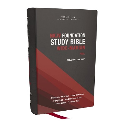NKJV Foundation Study Bible, Wide-Margin, Black Hardcover, Red Letter - by  Thomas Nelson