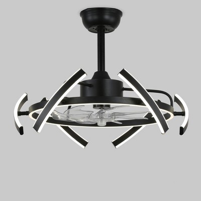 Bella Depot 24" Modern Black LED Ceiling Fan with Dimmable Light, 6-Speed Reversible with Remote and APP Control