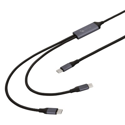 HELIX 100-Watt 2-in-1 USB-C® to DUAL USB-C® Charge and Sync Cable, 4.5 Ft. in Black