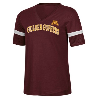 NCAA Minnesota Golden Gophers Women's Mesh Trim V-Neck T-Shirt
