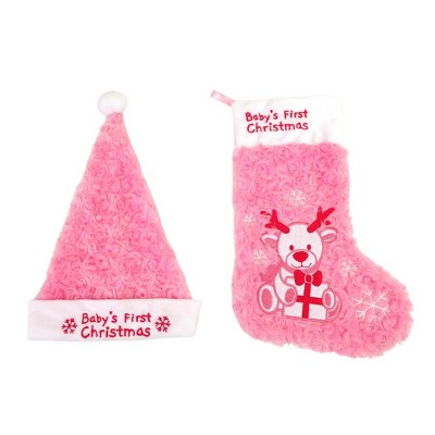 Baby's First Christmas Hat and Stocking Set