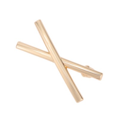 Unique Bargains Fashion X-Shape Hair Clips Gold Tone 1 Pc