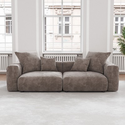 WJShome Modular Sectional Sofa Couch,102inch Oversized LoveSofa,Corduroy Couches with 4 Pillows,Cushion Covers Removable