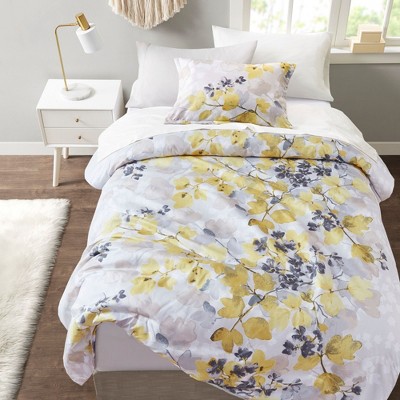 NicBex Bedding Comforter Sets, All Season Bedding Set Featuring Yellow and Gray Leafy Print Quilt Set with Bed Sheets, Machine Washable