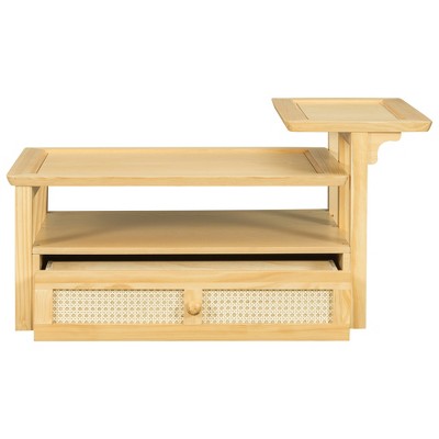 Bella Depot 38.5''W Coffee Table with Storage Shelf and Rattan Drawer