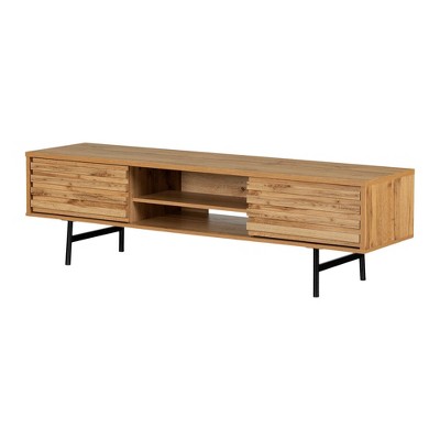 South Shore Mezzy TV Stand for TVs up to 75" Nordik Oak: Modern Media Console with Storage, Laminated Particle Board