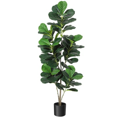 Artificial Tree,Faux Fiddle Leaf Fig Tree,4ft Tall Ficus Tree Artificial for Home Decor