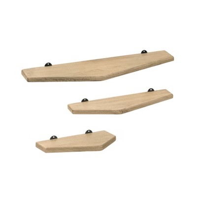 MH London Force 36" Set of 3 Scandinavian Wall Mounted Shelves Solid Wood Floating Shelf