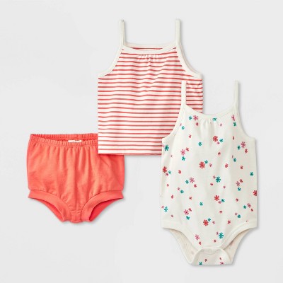 Baby Girls' Stripped Floral Printed Top & Bottom Set - Cat & Jack™ Pink