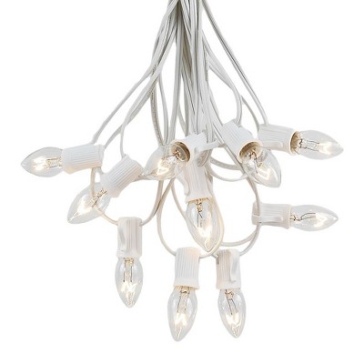 Novelty Lights 100 Feet C7 Christmas String Light Set, Vintage Holiday Hanging Light Set, White Wire