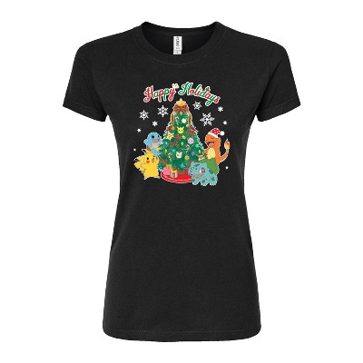Women's - Pokémon - Christmas Celebration Group Fitted Graphic T-Shirt