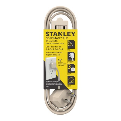 STANLEY 31115 CordMax 9LP Polarized Low Profile 3-Outlet Indoor Extension Cord 9-Feet Beige