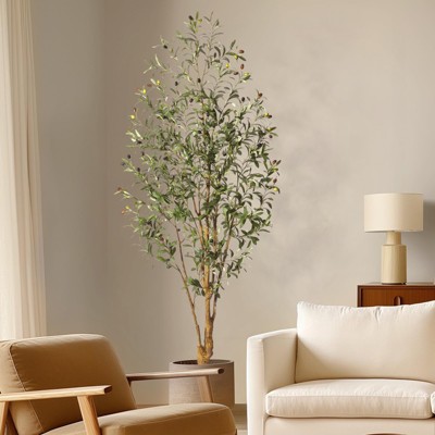 Whizmax Tall Faux Olive Tree, Realistic Tall Silk Olive Trees with Branches,Fruits and Dried Moss,for Modern Home Office Living Room Decor Indoor