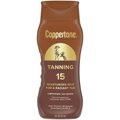 Coppertone Tanning Sunscreen Lotion - Water Resistant Sunscreen - SPF 15 - 8 fl oz