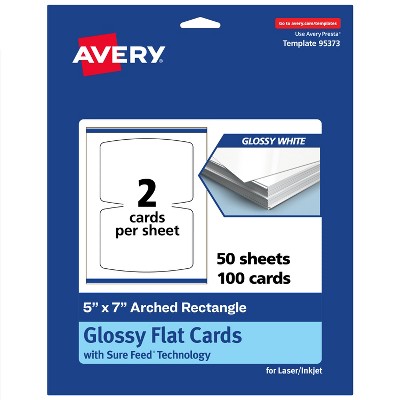 Avery Arched Rectangle Flat Cards, 5" x 7", Glossy White, 100 Total