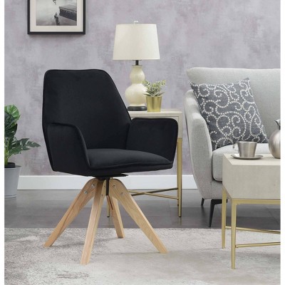 Take a Seat Miranda Swivel Accent Chair: Black Velvet, 360-Degree Movement - Breighton Home