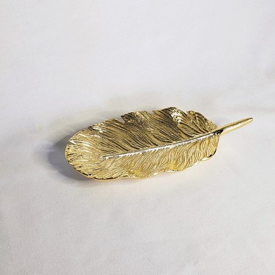 Jiallo Stainless Steel Gold Leaf dish 14.25 x 7"